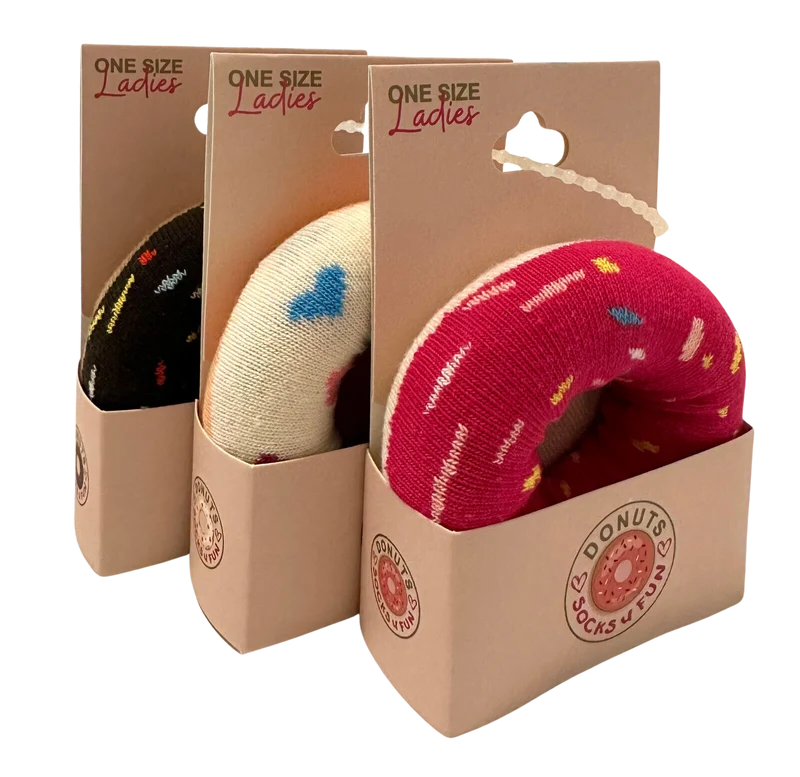 Lustige Socken Damen Donut-Design | 3 Paar