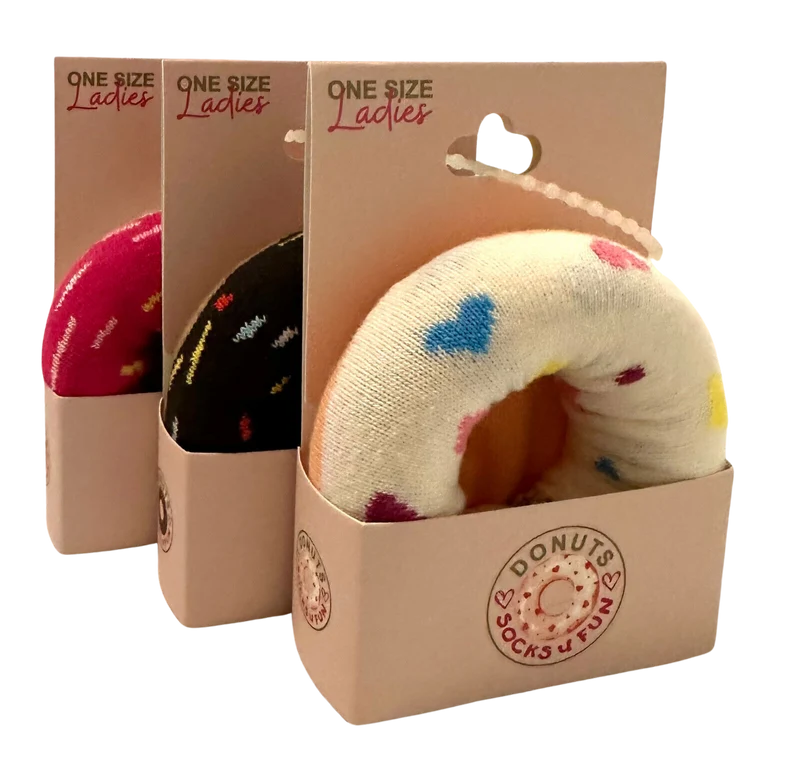 Lustige Socken Damen Donut-Design | 3 Paar