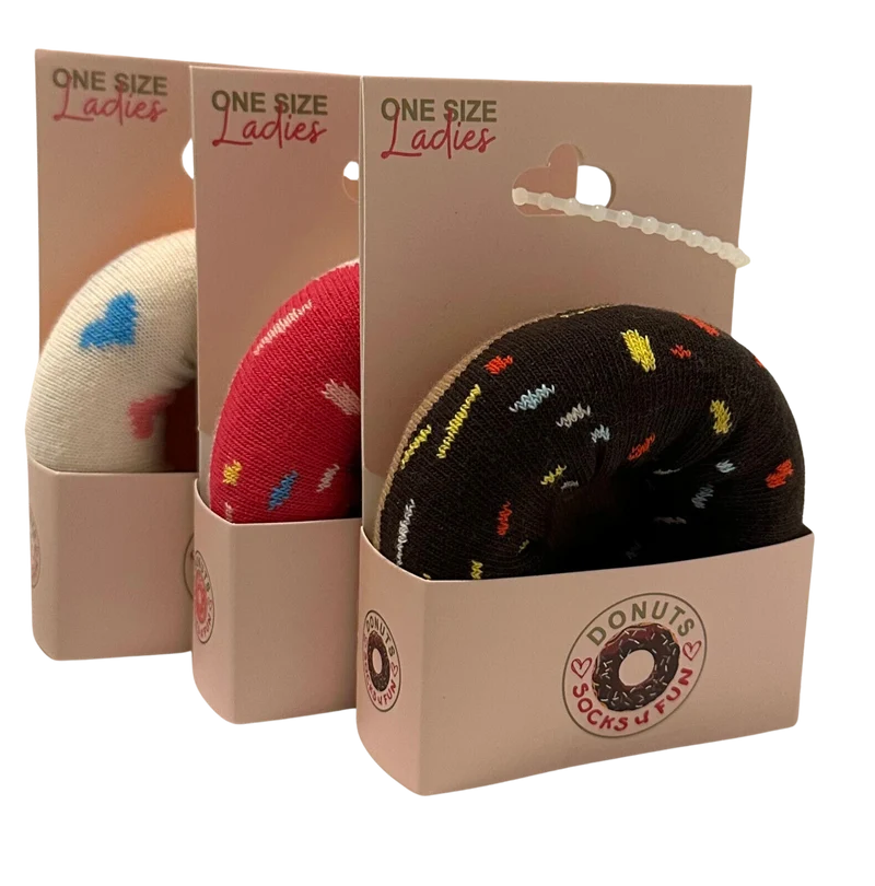 Lustige Socken Damen Donut-Design | 3 Paar