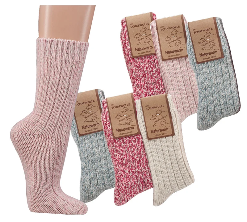 Norwegersocken mit Wolle – 3er/6er Pack für Damen & Mädchen