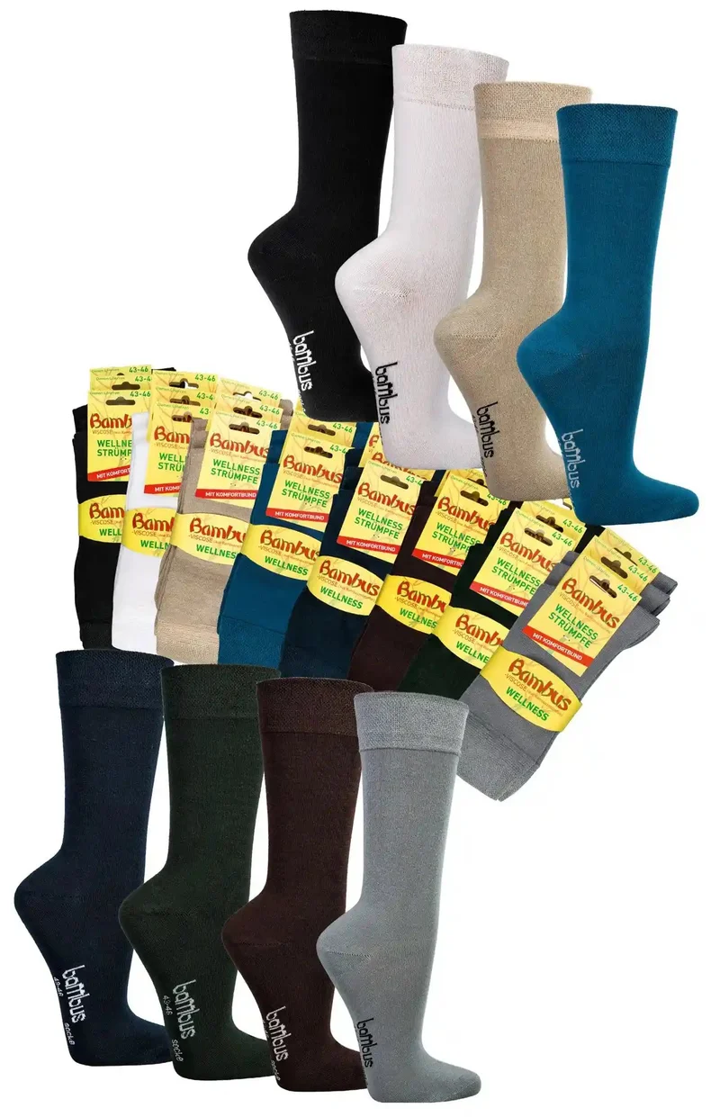 Bambus Viskose Socken 6 Paar mit Softrand