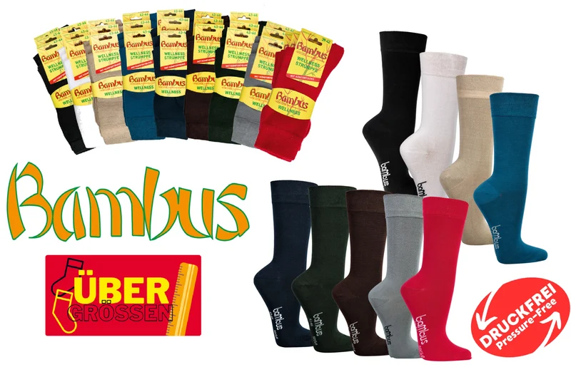 Bambus Viskose Socken 6 Paar mit Softrand