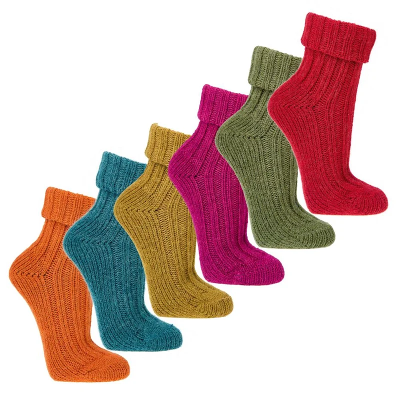 Warme Wollsocken mit Alpakawolle in Trendfarben im 2 Paar Pack