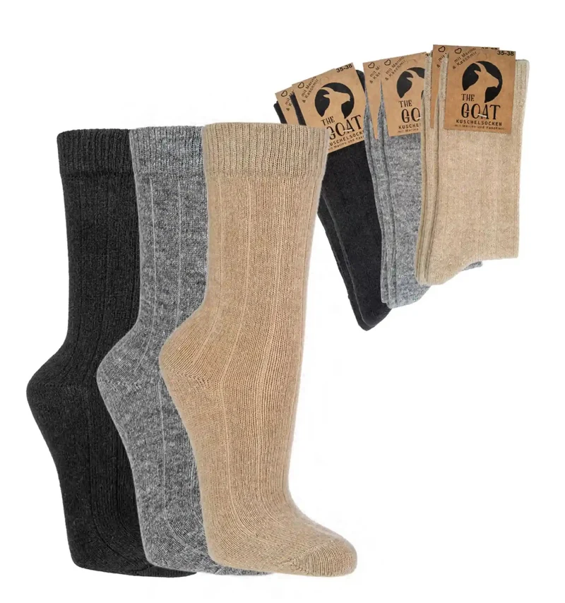 Luxus Socken mit Merinowolle und Kaschmir im 2 Paar Bündel