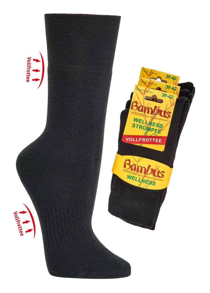 Thermo Bambus Viskose Socken schwarz mit Vollfrottee