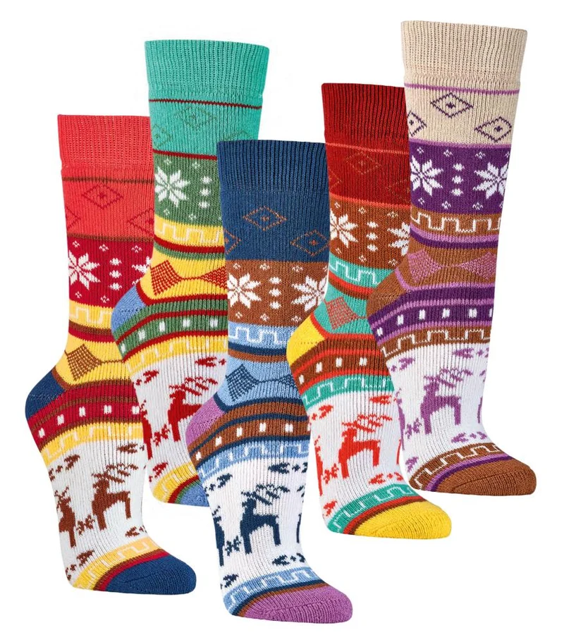 Bunte Hygge Norwegersocken aus Baumwolle für den Winter 2 | 4 Paar