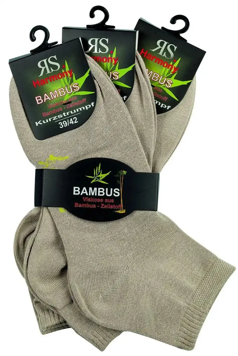 Bambus Viskose Kurzstrümpfe Beige 3-15 Paar