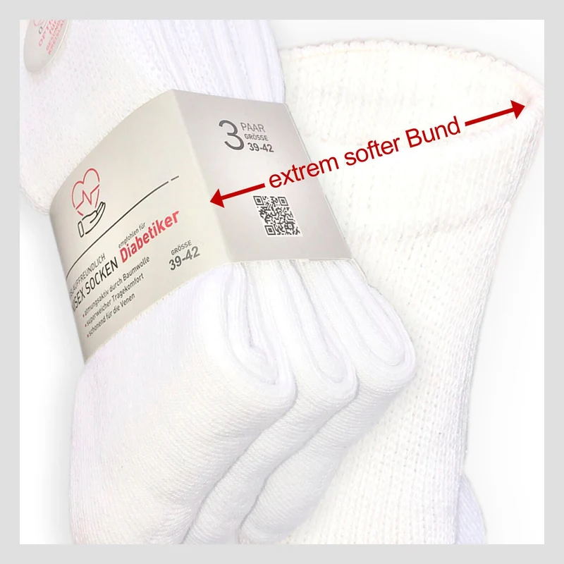 Für Diabetiker entwickelte Normalschaft Socken schwarz oder weiß 3 oder 6 Paar