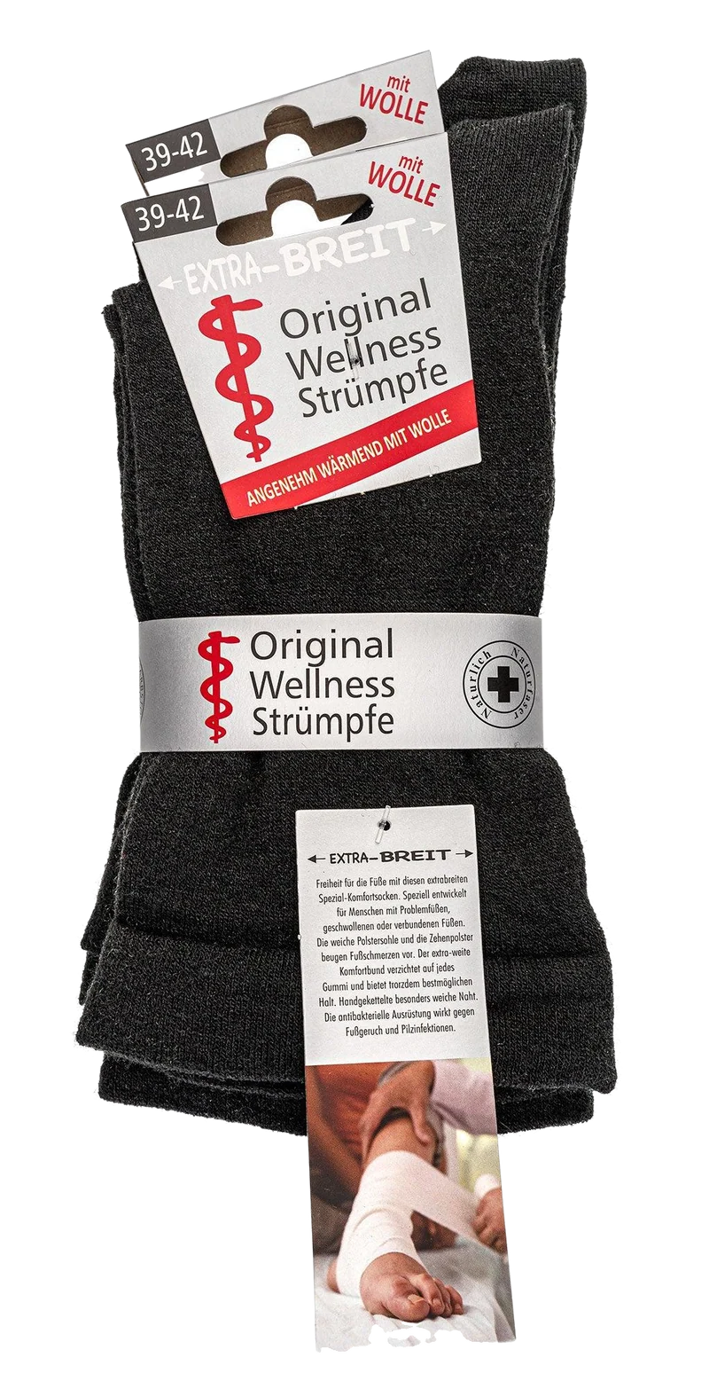 Extra breite Wollsocken für empfindliche und verbundene Füße