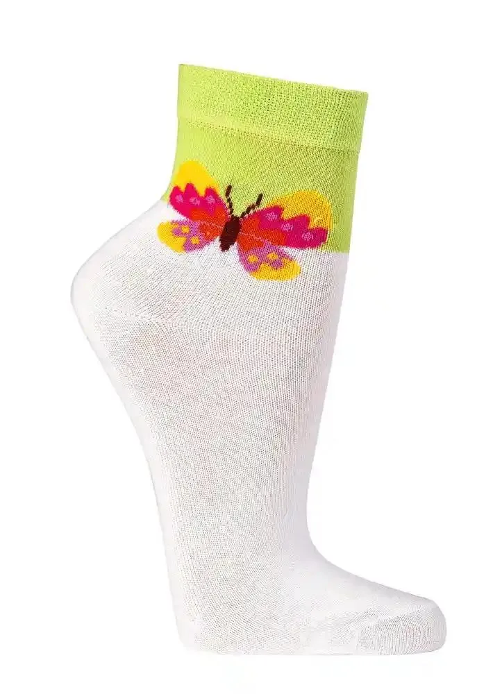 Damen Kurzschaftsocken aus Baumwolle mit Schmetterlingsmotiv 2 | 4 Paar