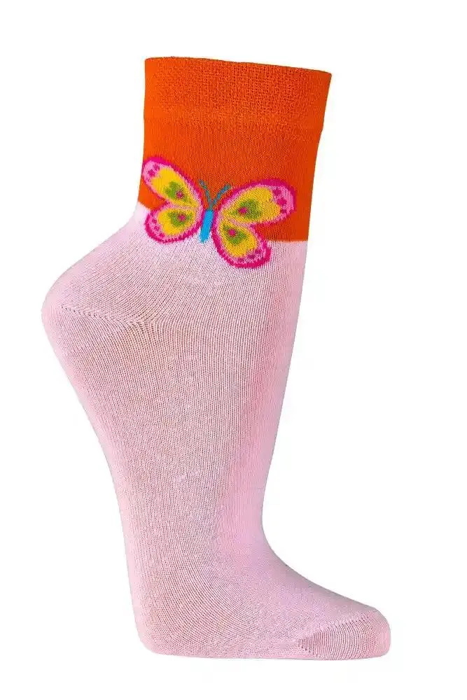 Damen Kurzschaftsocken aus Baumwolle mit Schmetterlingsmotiv 2 | 4 Paar