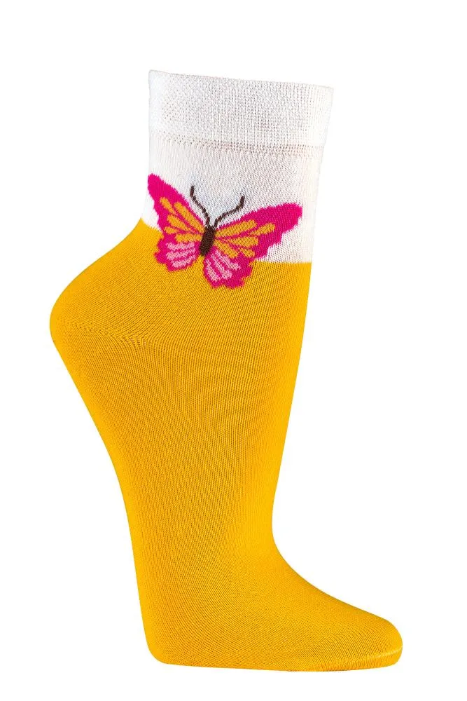 Damen Kurzschaftsocken aus Baumwolle mit Schmetterlingsmotiv 2 | 4 Paar