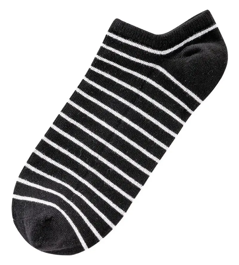 Sneaker Socken Damen black&white aus gekämmter Baumwolle mit Muster Mix 3 Paar