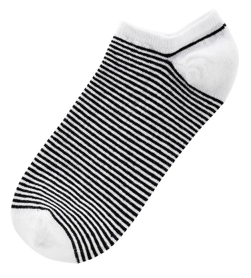 Sneaker Socken Damen black&white aus gekämmter Baumwolle mit Muster Mix 3 Paar