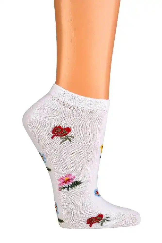 Sneaker Socken mit Blumenmotiv aus gekämmter Baumwolle 3 Paar