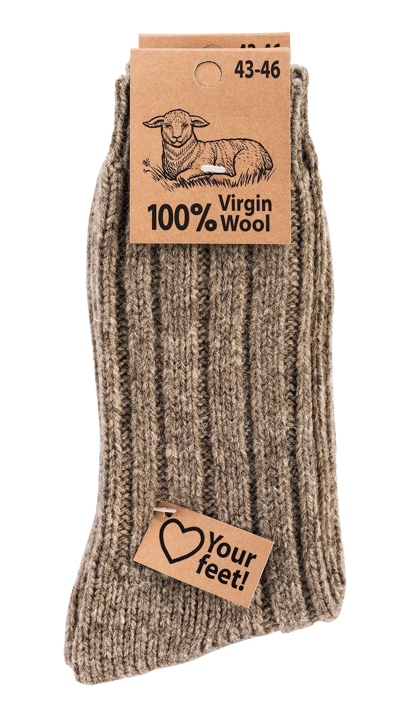 Wollsocken aus 100% Schafwolle Virgin Wool im Grobstrick 2 Paar