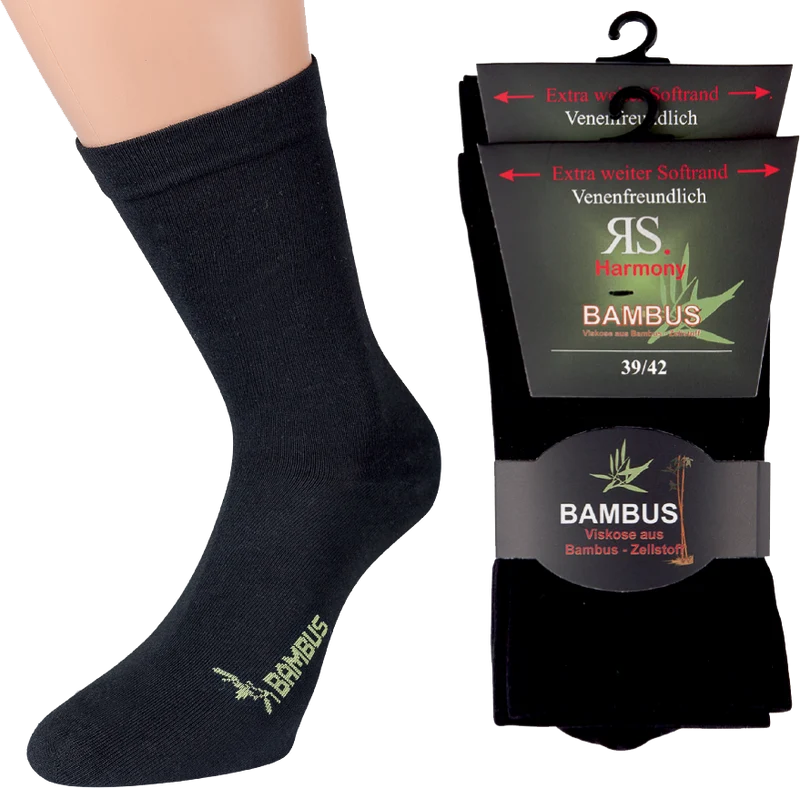 Venenfreundliche Bambus Viskose Socken extra weit ohne Gummi