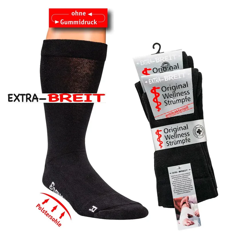 Extra breite Diabetiker Socken mit Polstersohle und Zehenpolster 2-10 Paar