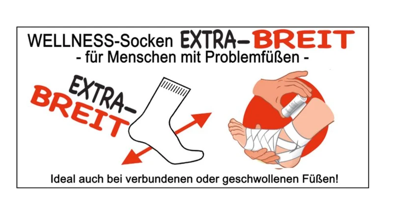 Extra breite Diabetiker Socken mit Polstersohle und Zehenpolster 2-10 Paar