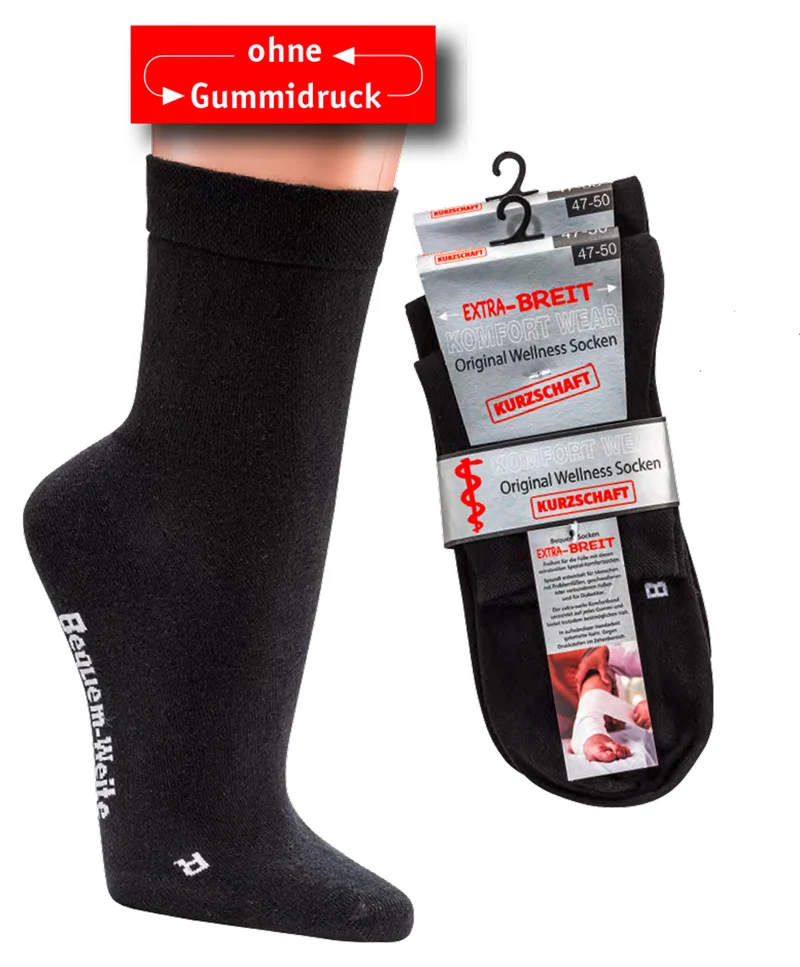Extra breite Kurzschaft Diabetiker Socken aus Baumwolle 2-10 Paar