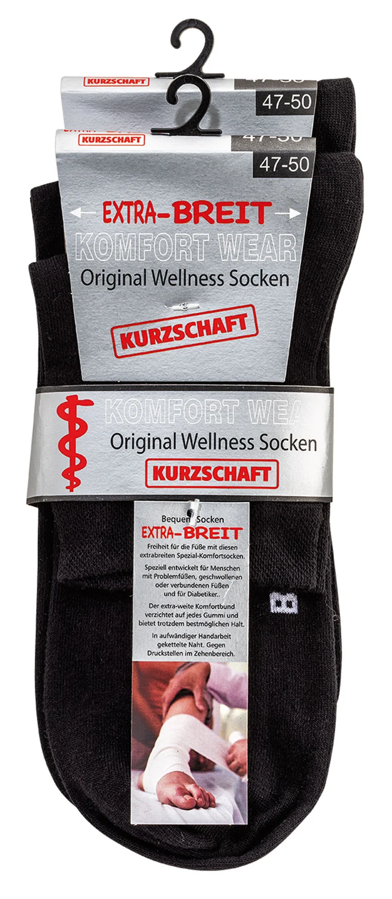 Extra breite Kurzschaft Diabetiker Socken aus Baumwolle 2-10 Paar