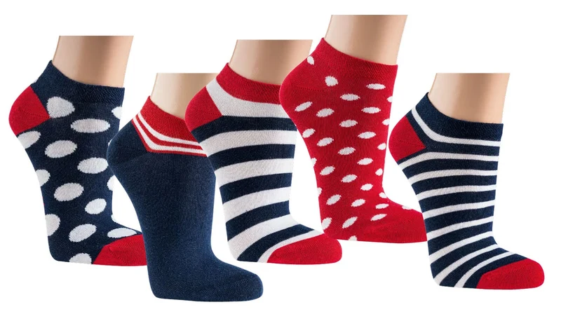 Maritime Sneaker Socken aus Baumwolle für Damen und Teenager im 3 Paar Set