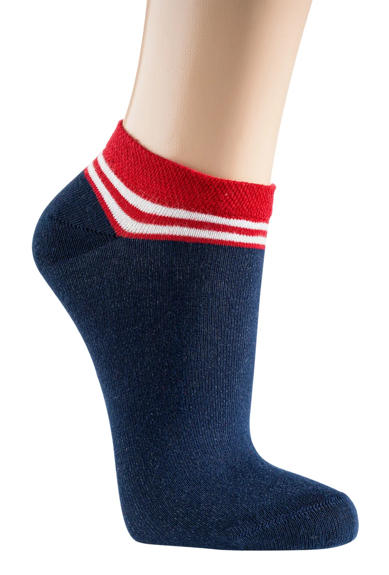 Maritime Sneaker Socken aus Baumwolle für Damen und Teenager im 3 Paar Set