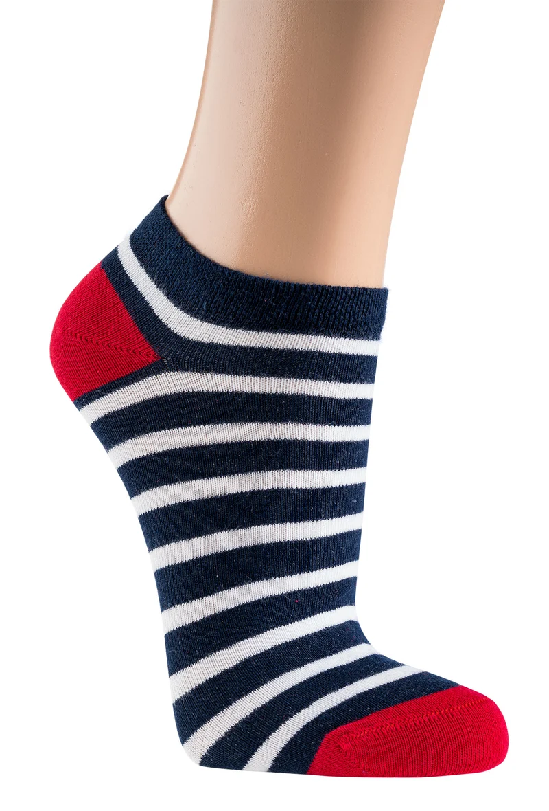 Maritime Sneaker Socken aus Baumwolle für Damen und Teenager im 3 Paar Set