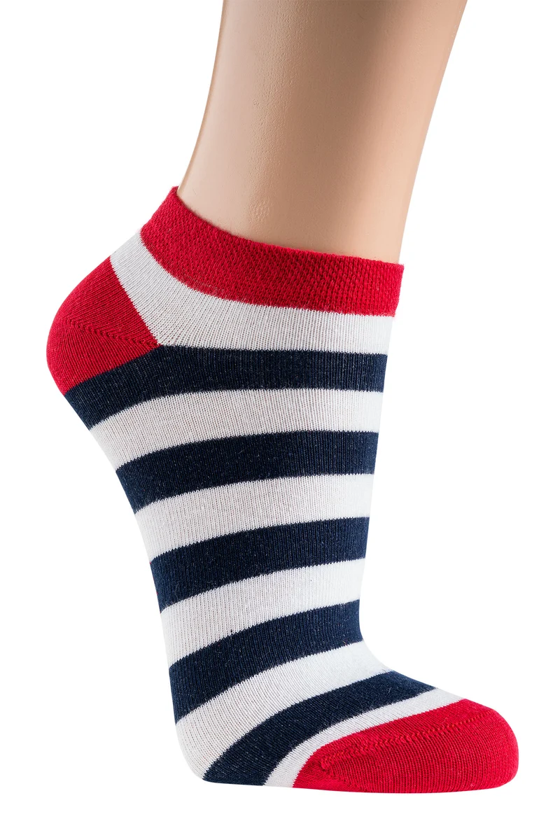Maritime Sneaker Socken aus Baumwolle für Damen und Teenager im 3 Paar Set