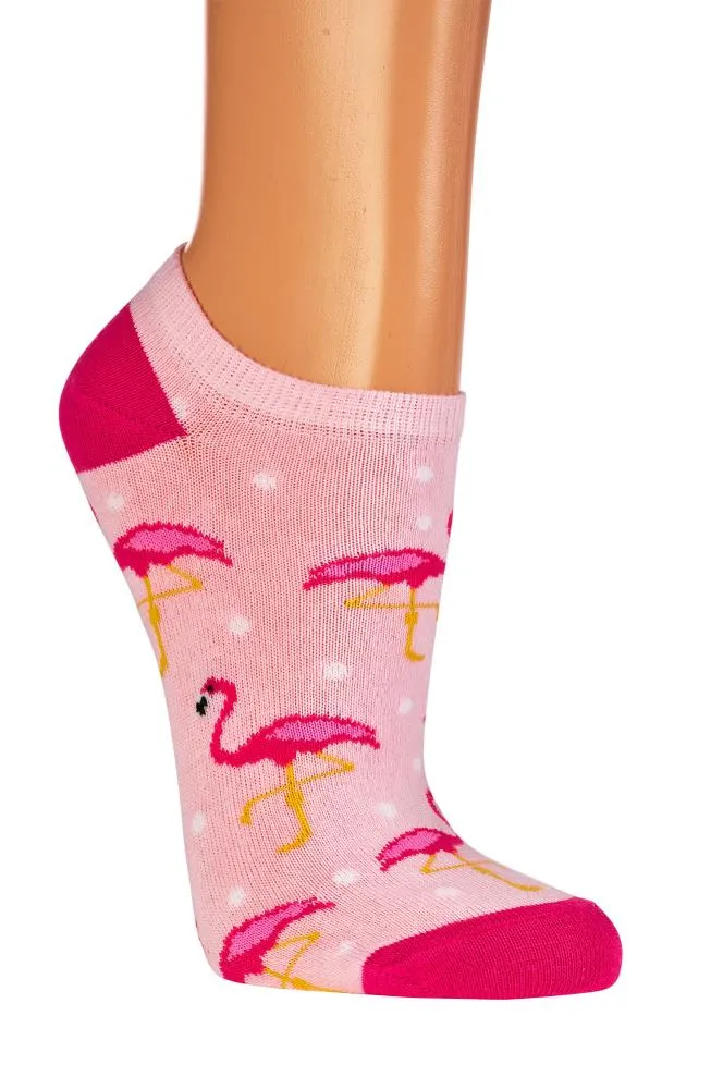 Sneaker Socken mit Flamingo Motiv aus Baumwolle 3 Paar