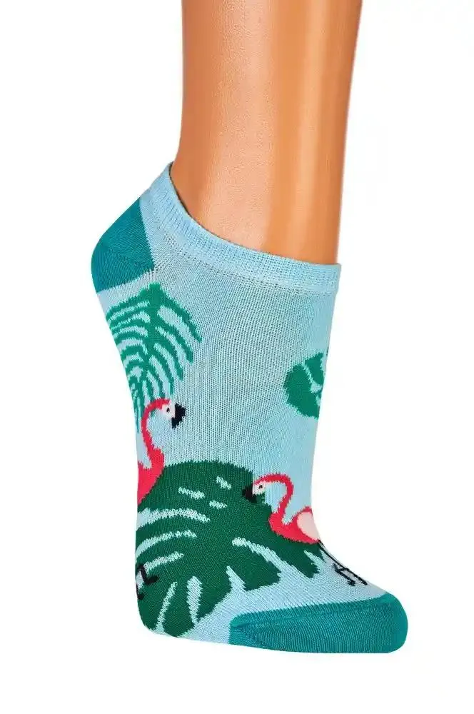 Sneaker Socken mit Flamingo Motiv aus Baumwolle 3 Paar