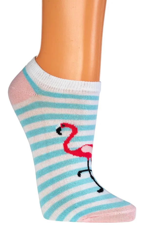 Sneaker Socken mit Flamingo Motiv aus Baumwolle 3 Paar