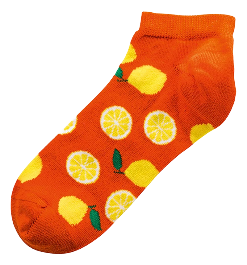Damen Sneaker Socken mit Früchtemotiven aus Baumwolle 3 Paar