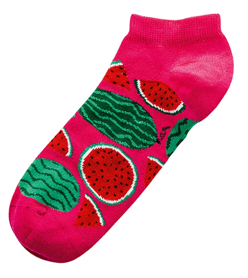 Damen Sneaker Socken mit Früchtemotiven aus Baumwolle 3 Paar