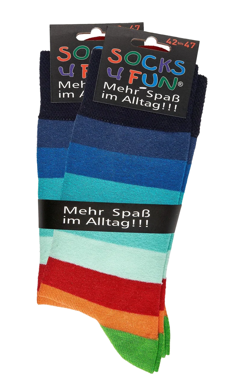 Bunte Socken mit Regenbogenstreifen aus Baumwolle 2 Paar