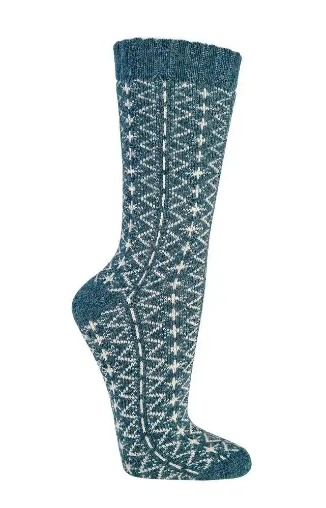 Bunte Wollsocken mit Merinowolle und Alpakawolle im Folklore Design 2 Paar