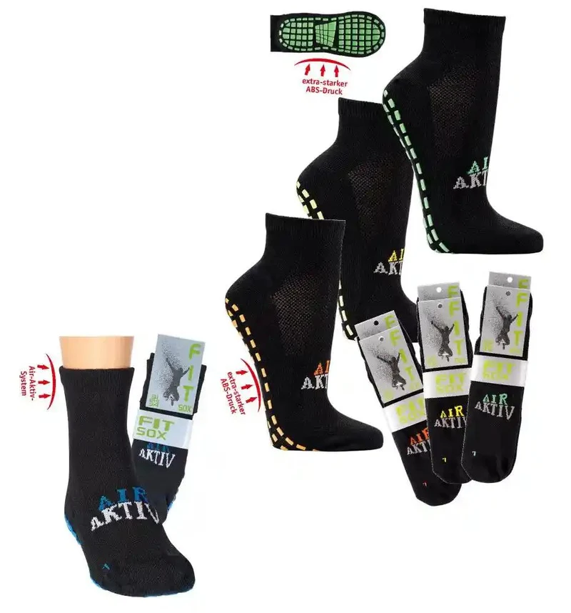 Kurzschaft Sportsocken mit ABS Anti Rutsch Druck für Yoga und Trampolin 2-6 Paar