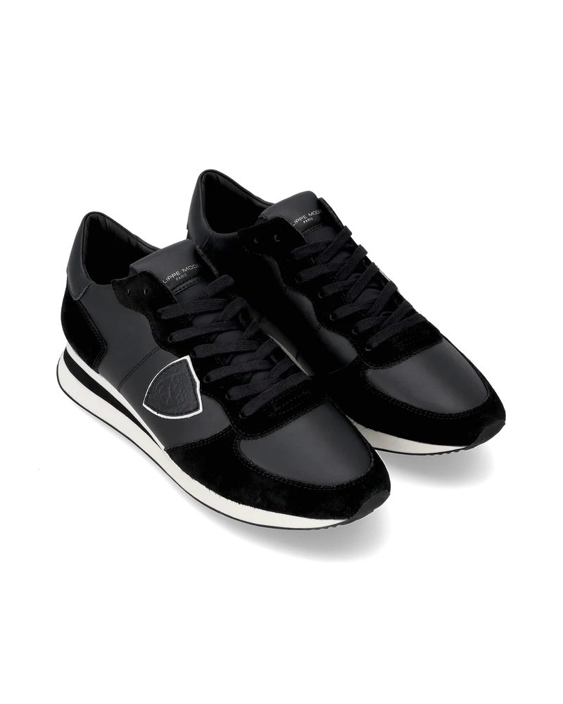 Men's Casual Trpx Low-Top Sneakers in Leather, Black