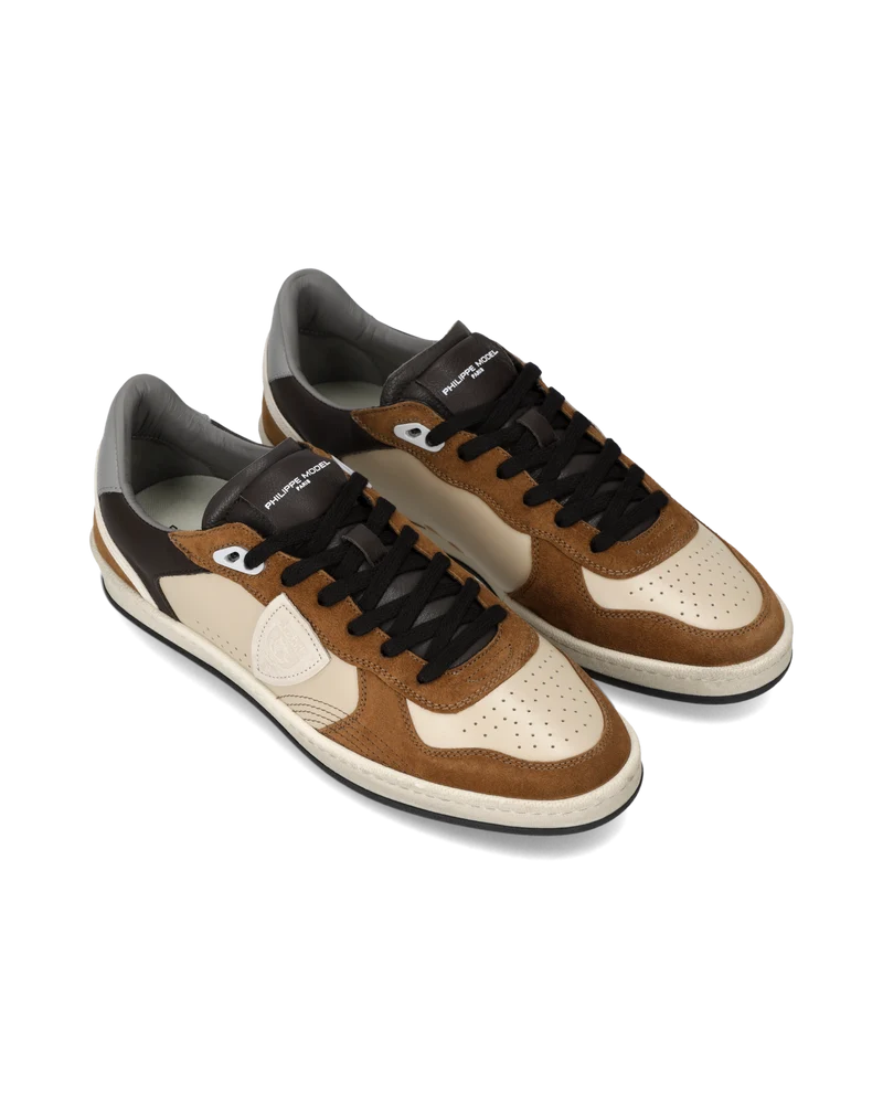 Sneakers Pgal Men, Beige Cognac Grey