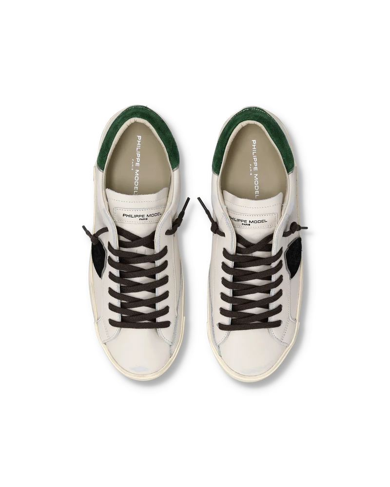 Sneakers Prsx Men with Smooth Suede spoiler, White Bottle Green