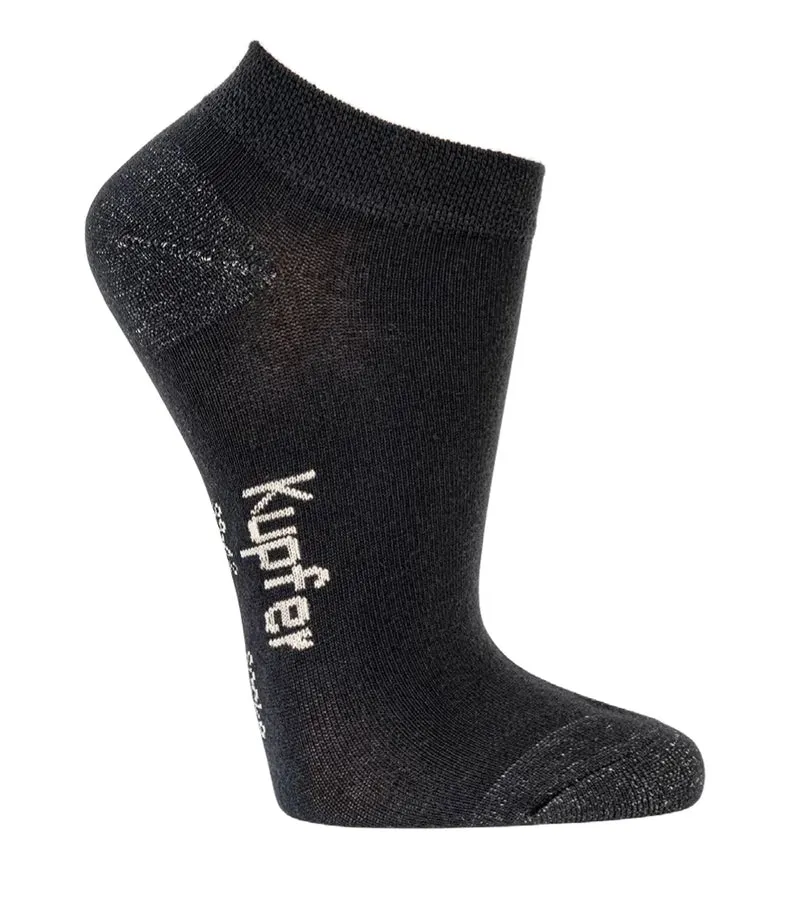 Bambus Viskose Sneaker Socken schwarz mit Kupfer in Spitze und Ferse 3-15 Paar