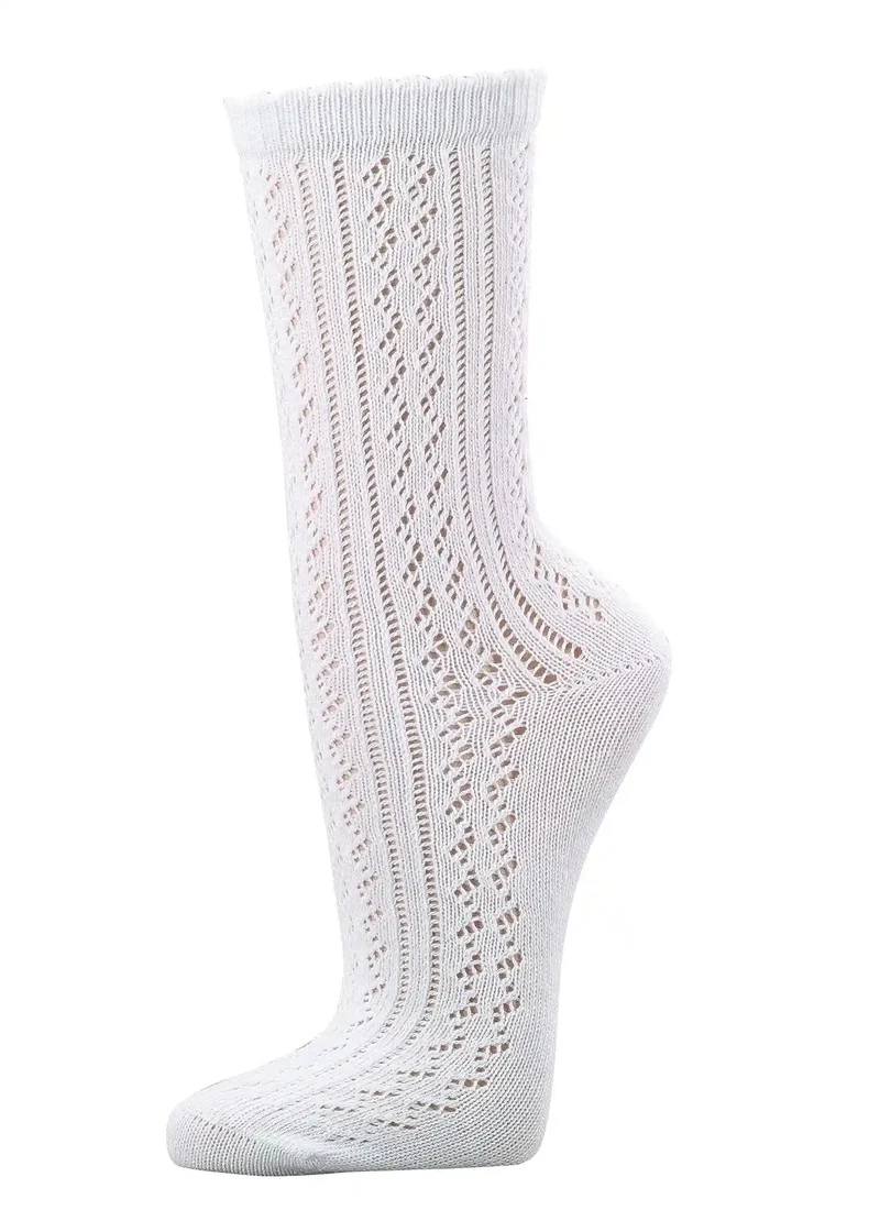 Kurzschaftsocken im Häkellook mit Wellenrand in Weiß 1 | 2 Paar