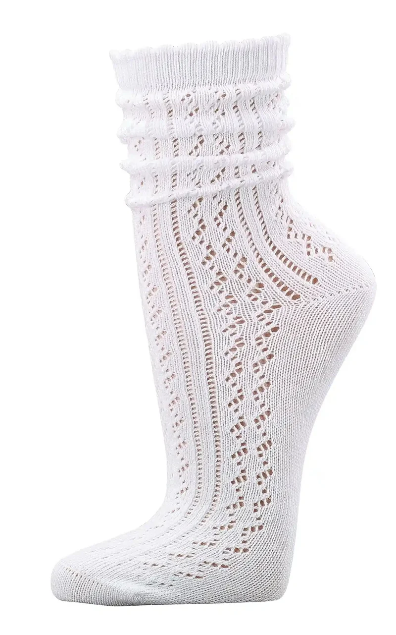 Kurzschaftsocken im Häkellook mit Wellenrand in Weiß 1 | 2 Paar