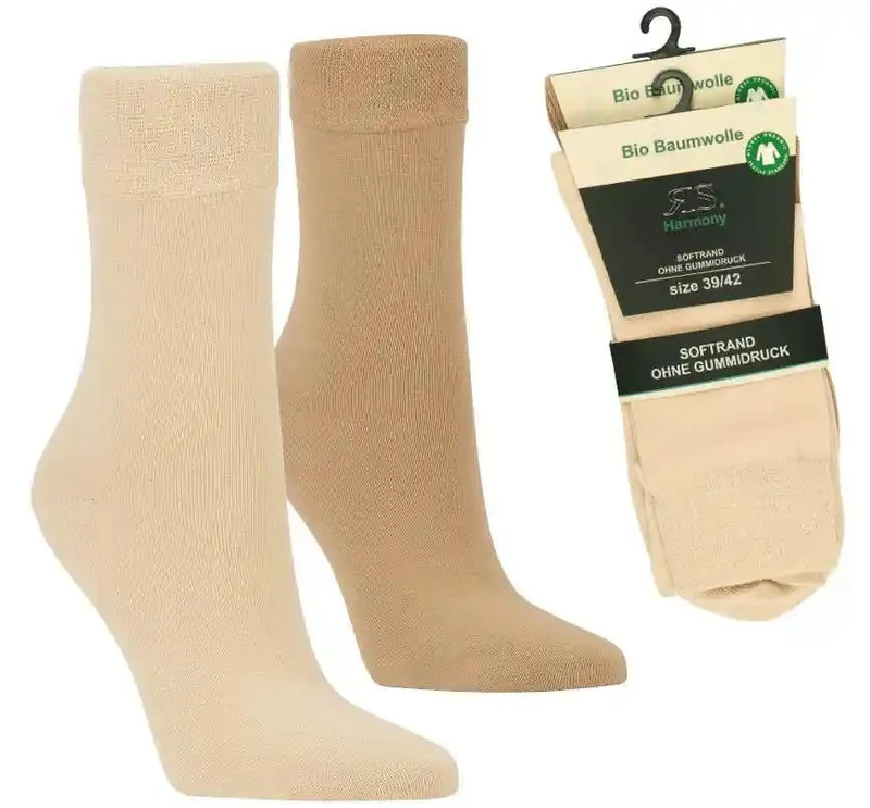Bio Socken Beige (hell & dunkel) | 98% Bio Baumwolle (2-10 Paar)