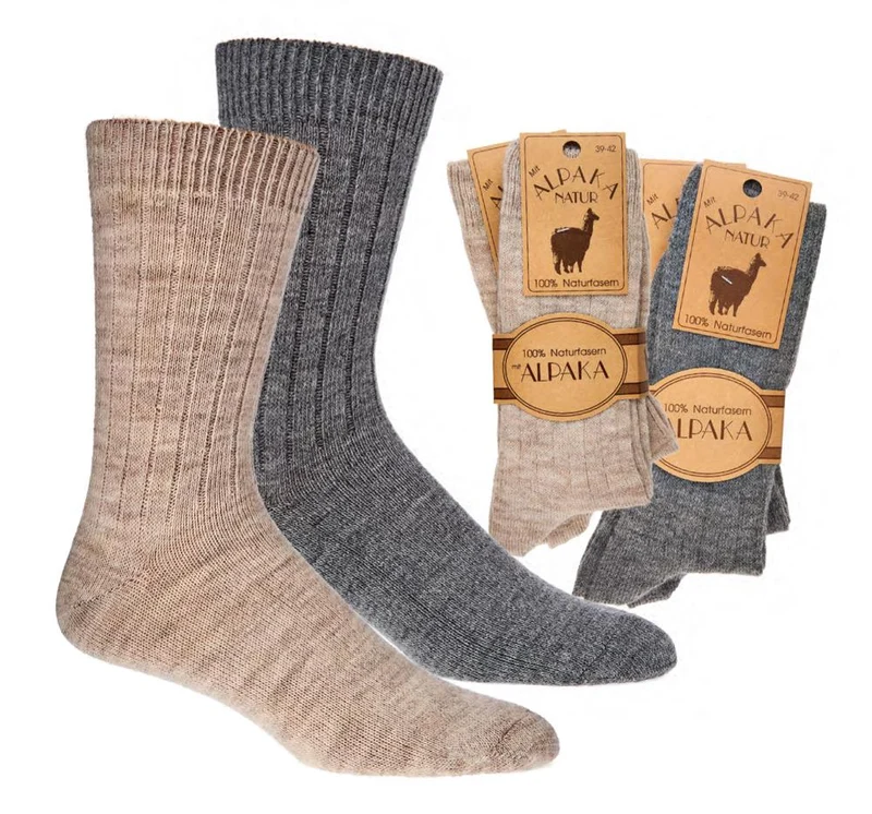 2 oder 4 Paar Unisex Wollsocken mit Alpaka – weich & warm
