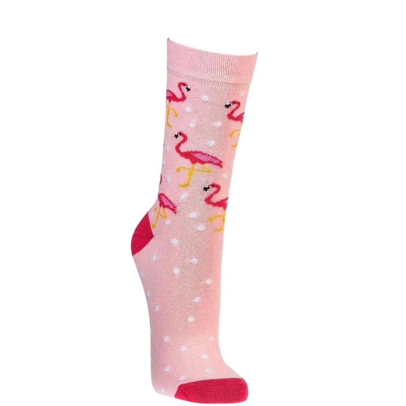 Bunte Baumwollsocken mit Flamingo Motiv 3 Paar
