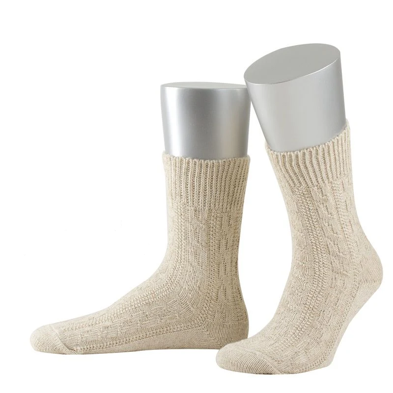 Trachtensocken beige aus Baumwolle und Leinen 1 Paar