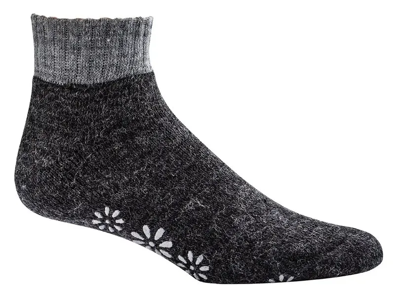Anti Rutsch Kurzschaftsocken mit Alpakawolle, vollplüsch warm, 2 Paar