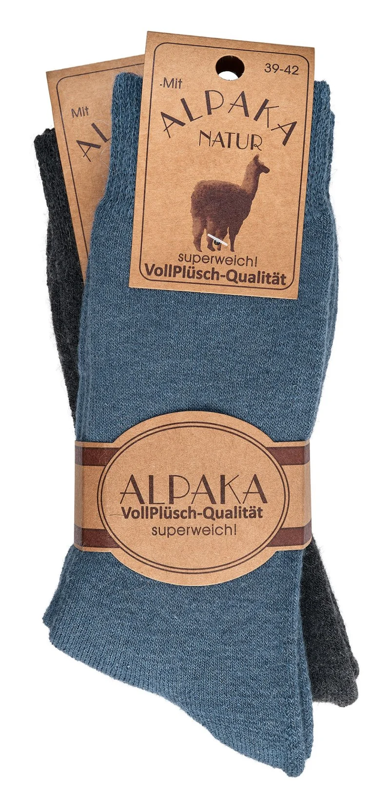 Feine Wollsocken mit Alpakawolle superweich handgekettelt 2 | 4 Paar