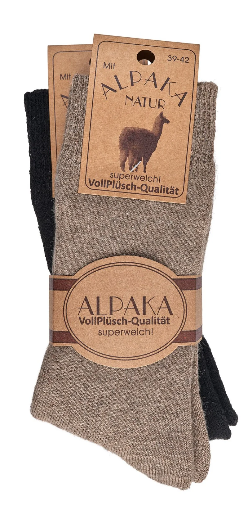 Feine Wollsocken mit Alpakawolle superweich handgekettelt 2 | 4 Paar